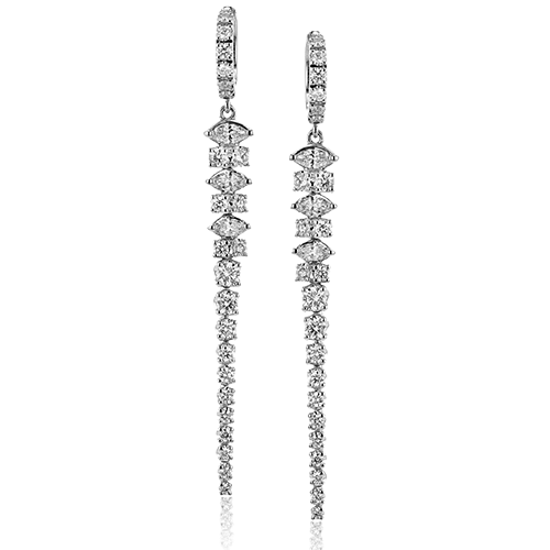 Simon G. 18K White Gold Diamond Drop Earrings