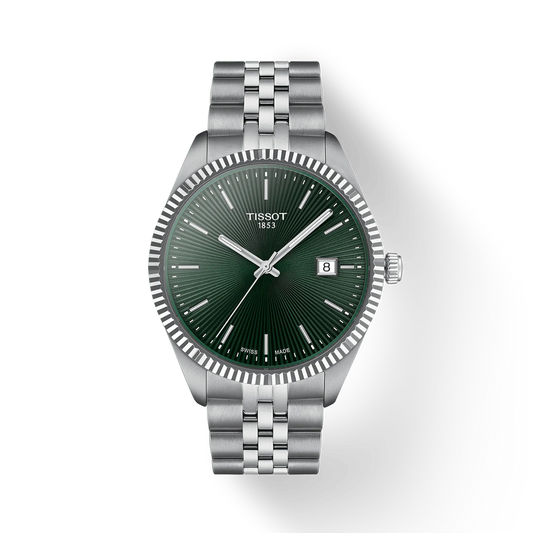 Tissot Ballade Gents 40Mm Sterling Silver Green Dial Watch