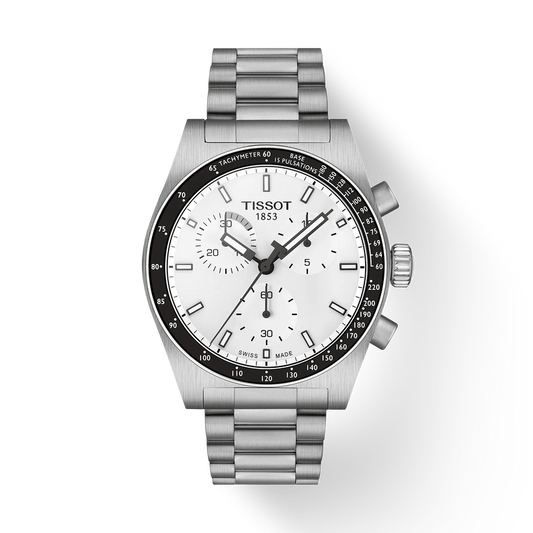 Tissot Pr516 Gents 40Mm Sterling Silver Chronograph Watch