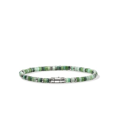 John Hardy Heishi Malachite, Green Quartz, Green Aventurine, Chrysoprase & Emerald Beaded Bracelet