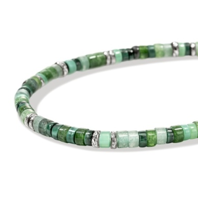 John Hardy Heishi Malachite, Green Quartz, Green Aventurine, Chrysoprase & Emerald Beaded Bracelet
