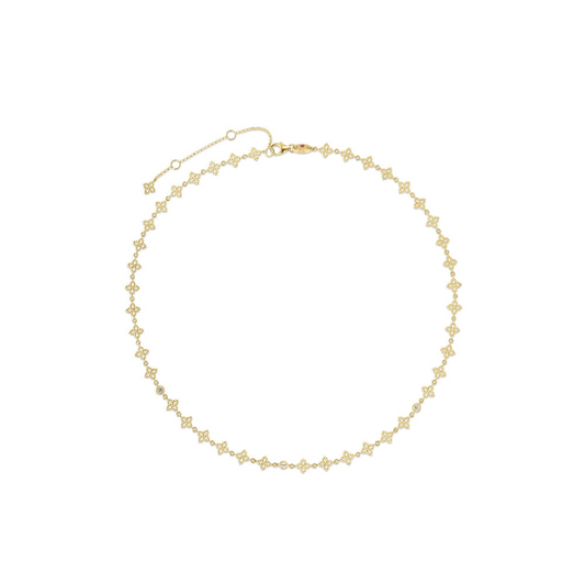 Roberto Coin 18K Yellow Gold Diamond Flower Link Necklace