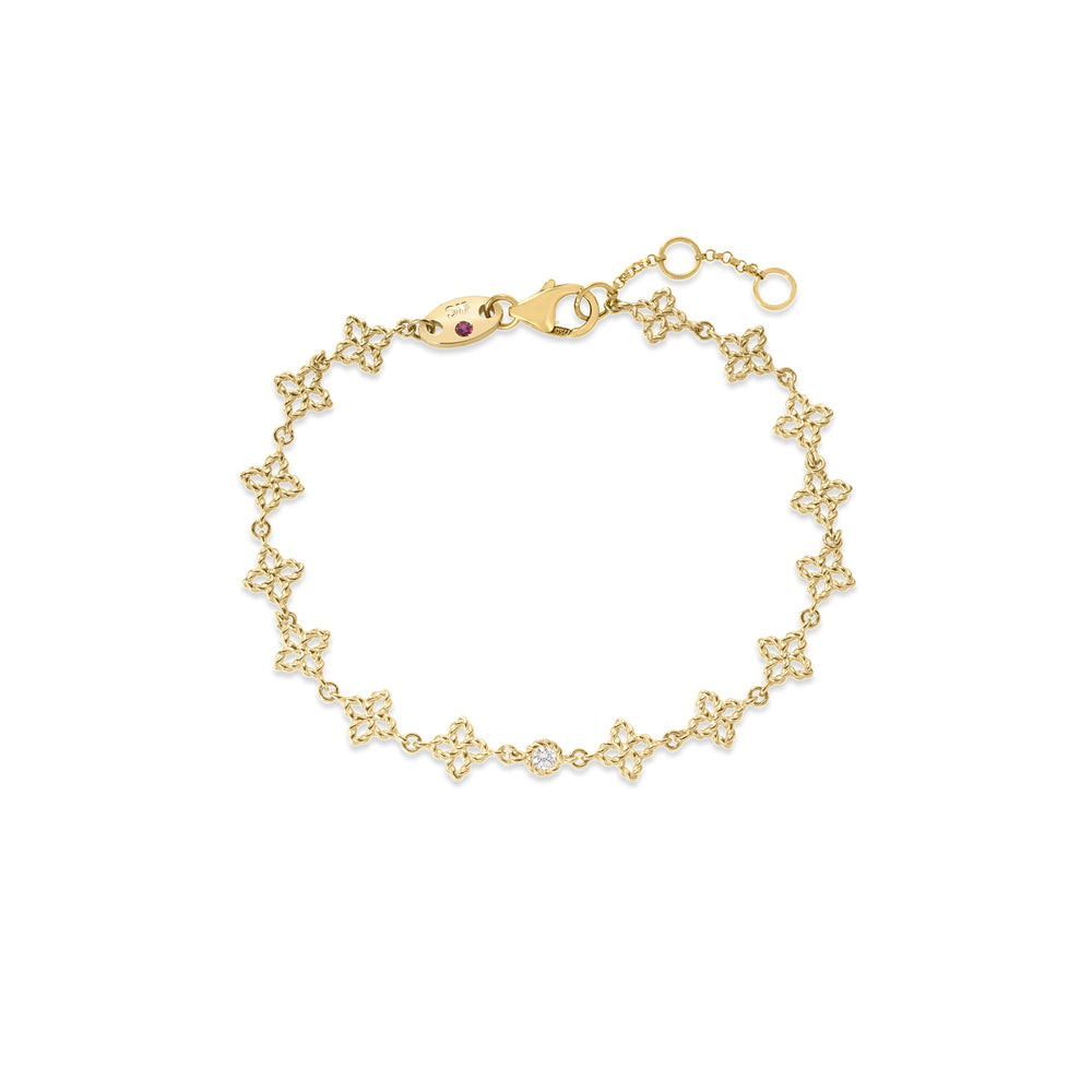 Roberto Coin 18K Yellow Gold Diamond Flower Link Bracelet