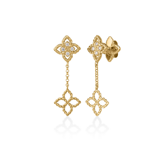 Roberto Coin 18K Yellow Gold Diamond Flower Earrings