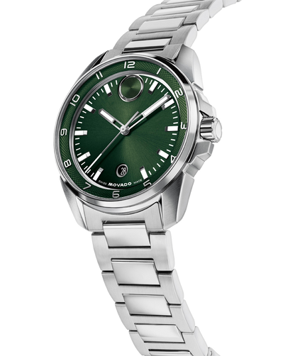 Movado Bold Verso Stainless Steel Green Sunray Dial with Swiss Super-Luminova® Accents Watch