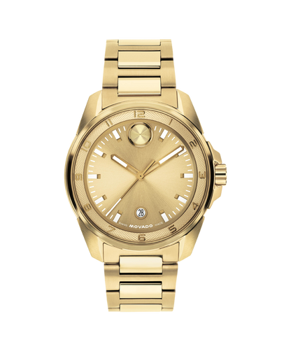 Movado Bold Verso 42Mm Yellow Gold Ionic-Plated Tonal Sunray Dial with Swiss Super-Luminova® Accents Watch