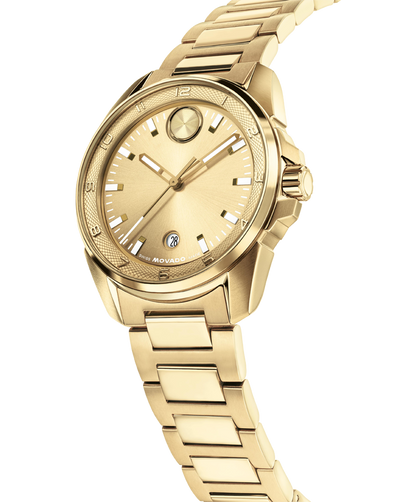 Movado Bold Verso 42Mm Yellow Gold Ionic-Plated Tonal Sunray Dial with Swiss Super-Luminova® Accents Watch