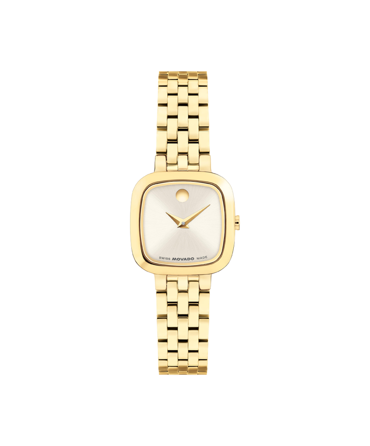 Movado Meseum Classic 22Mm Yellow Gold Champagne Sunray Dial Watch