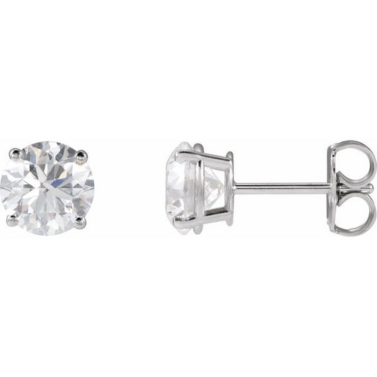 14K White Gold 4-Prong Round Lab Grown Diamond Studs