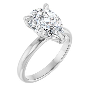 14K White Gold 12X8Mm Pear Shaped Solitaire Semi Mount