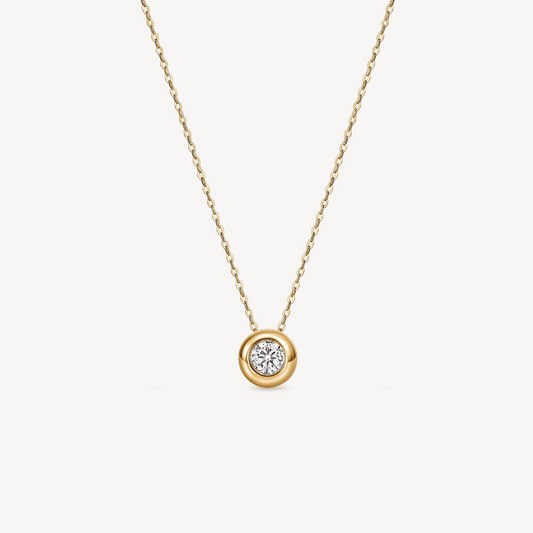 Hearts On Fire 18K Yellow Gold Dream Puffed Bezel Diamond Solitaire Necklace