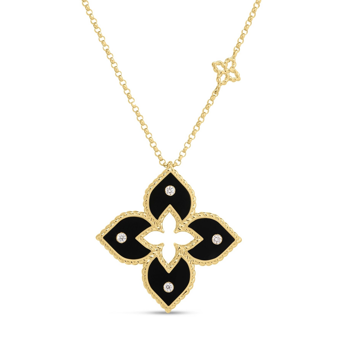 Roberto Coin 18K Yellow Gold Venetian Princess Diamond & Black Enamel Necklace