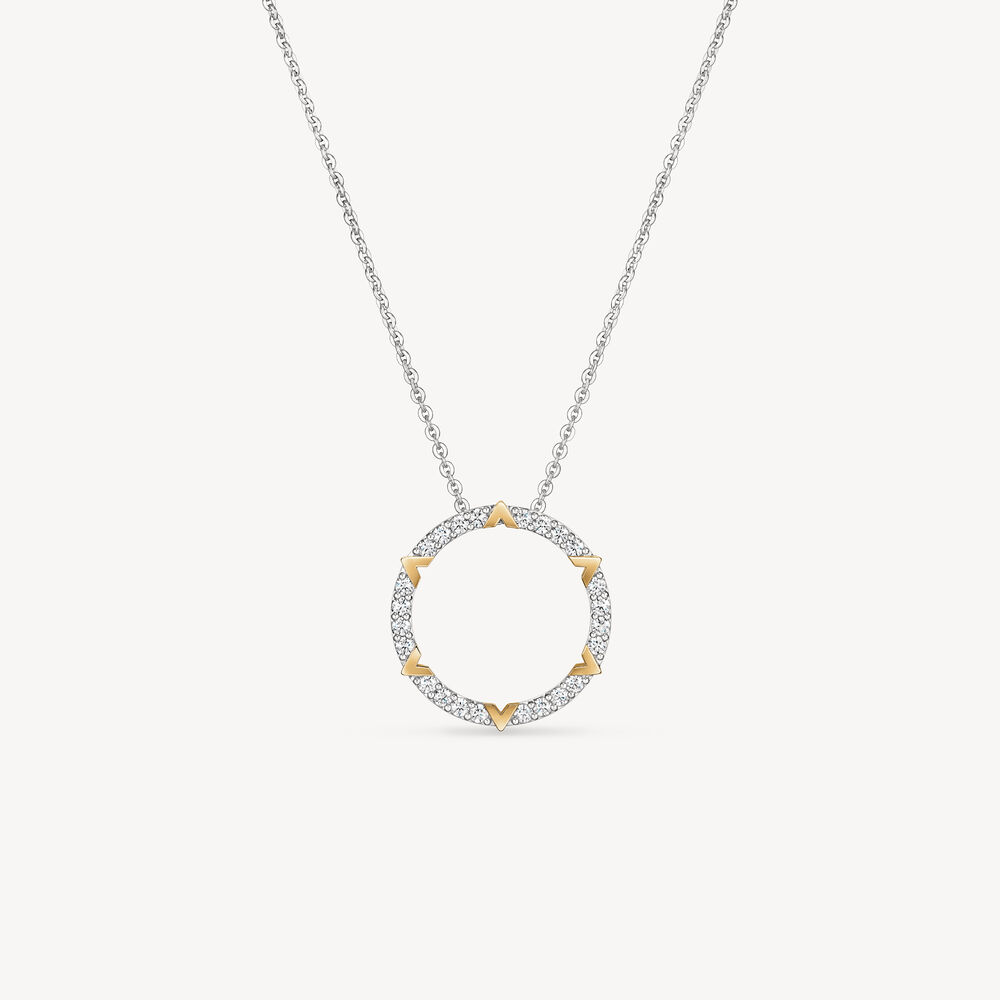 Hearts On Fire 18K Two Tone Copley Pave Diamond Circle Pendant Necklace