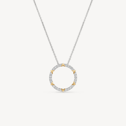 Hearts On Fire 18K Two Tone Copley Pave Diamond Circle Pendant Necklace