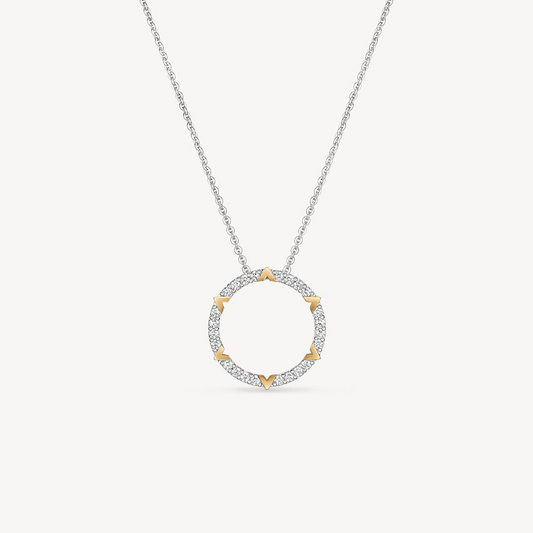 Hearts On Fire 18K Two Tone Copley Pave Diamond Circle Pendant Necklace