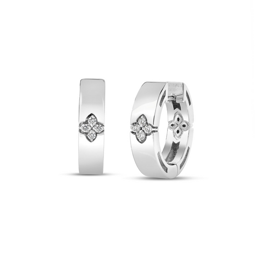 Roberto Coin 18K White Gold Love In Verona Diamond Hoop Earrings