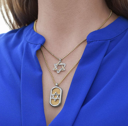 Alor Stainless Steel & Yellow Cable Star Of David Necklace