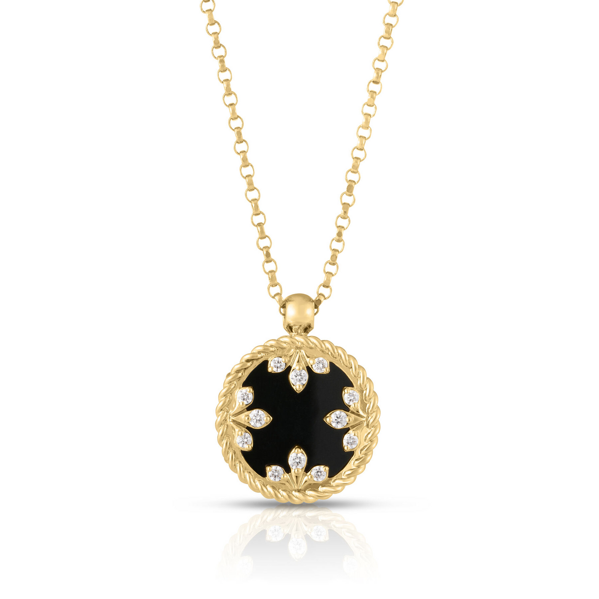 Roberto Coin 18K Yellow Gold Venetian Medallions Small Diamond & Black Jade Necklace