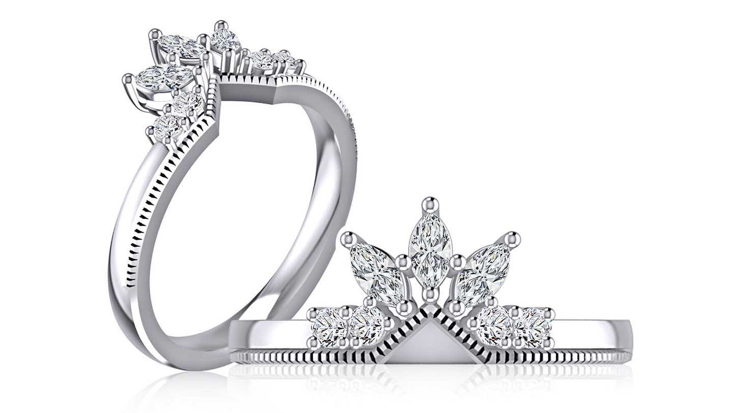 A Jaffee 14K White Gold Diamond Wedding Band
