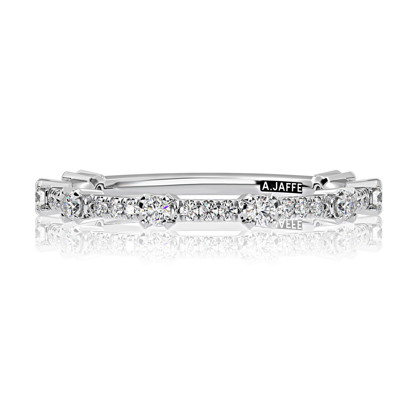 A Jaffe 14K White Gold Diamond Wedding Band