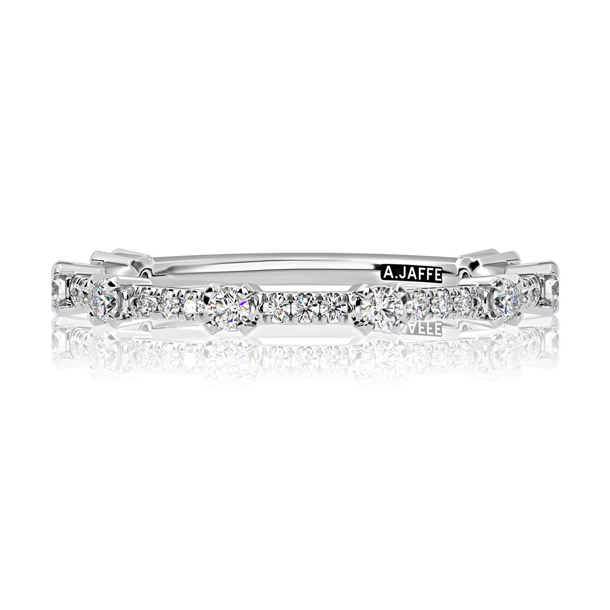 A Jaffe 14K White Gold Diamond Wedding Band
