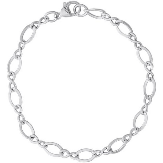 Sterling Silver Large Figure Eight Link Classic Bracelet