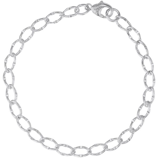Sterling Silver Dapped Single Link Curb Classic Bracelet