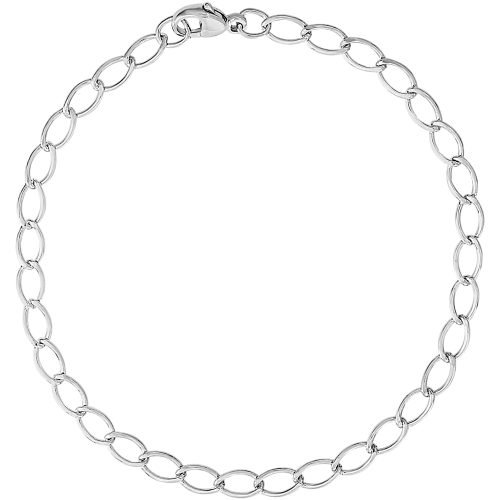Sterling Silver Elongated Oval Link Classic Bracelet