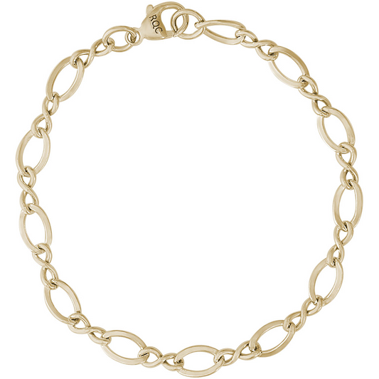 Yellow Gold Plated Sterling Silver Large Figure Eight Link Classic Bracelet