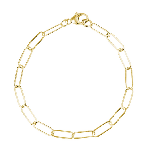 Yellow Gold Plated Sterling Silver Medium Paperclip Bracelet