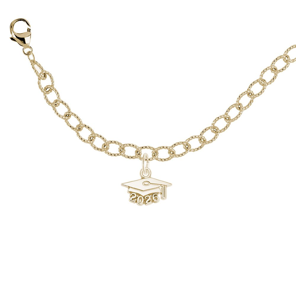 Yellow Gold Plated Ss 2026 Graduation Cap Bracelet Set 7"