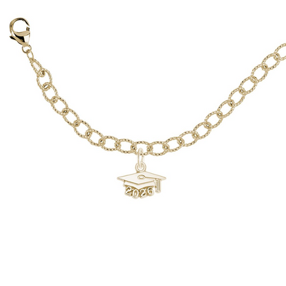 Yellow Gold Plated Ss 2026 Graduation Cap Bracelet Set 7"