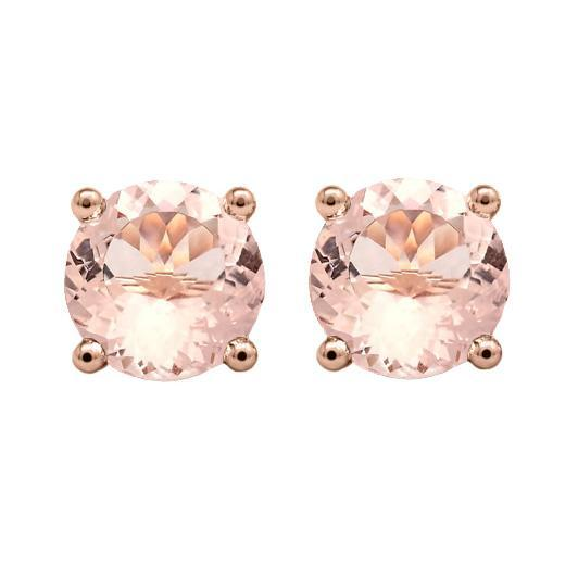 14K Rose Gold Morganite Stud Earrings