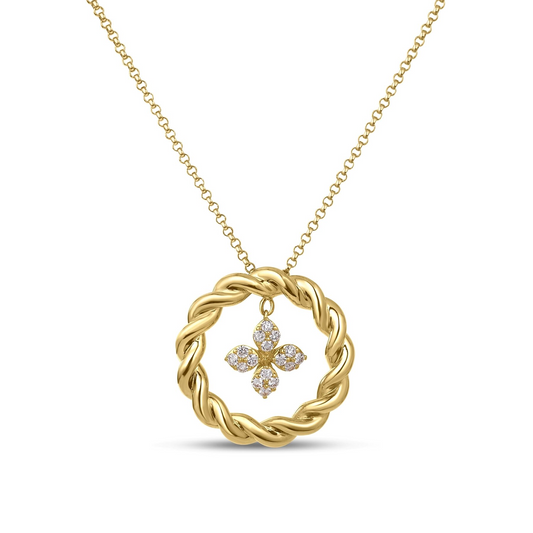 Roberto Coin 18K Yellow Gold Love In Verona Twist Diamond Necklace