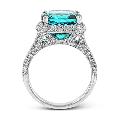 Simon G. 18K White Gold Blue Zircon & Diamond Ring