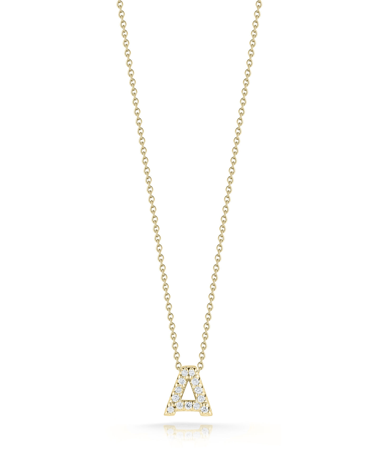 Roberto Coin 18K Yellow Gold Tiny Treasures Diamond Love Letter "A" Necklace