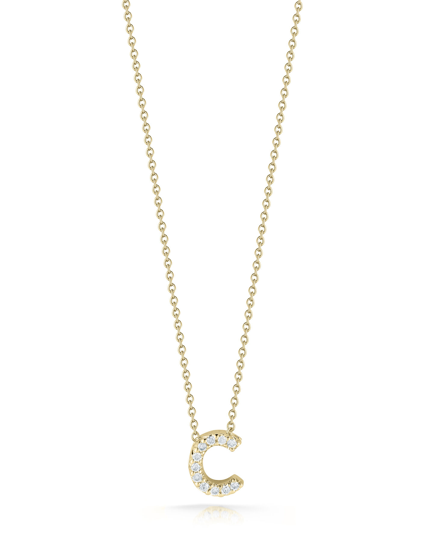 Roberto Coin 18K Yellow Gold Tiny Treasures Diamond Love Letter "C" Necklace