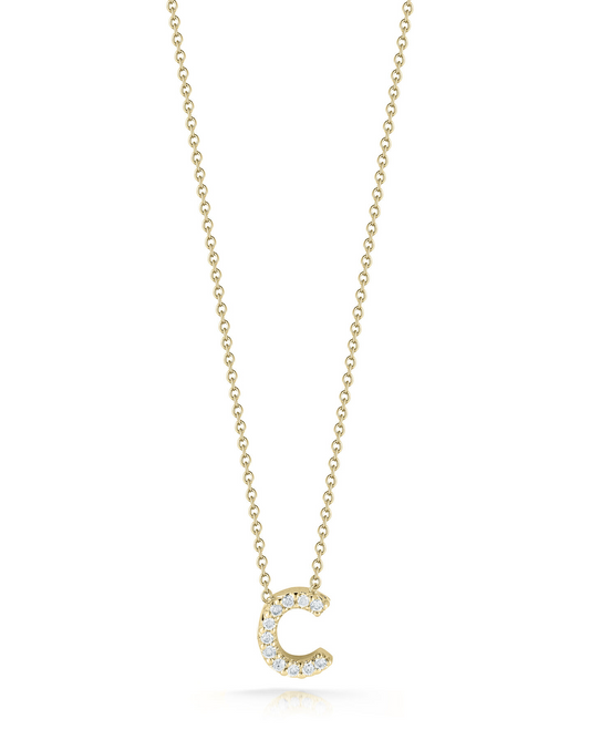 Roberto Coin 18K Yellow Gold Tiny Treasures Diamond Love Letter "C" Necklace