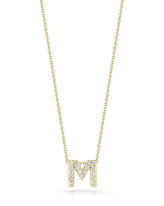 Roberto Coin 18K Yellow Gold Tiny Treasures Diamond Love Letter "M"  Necklace