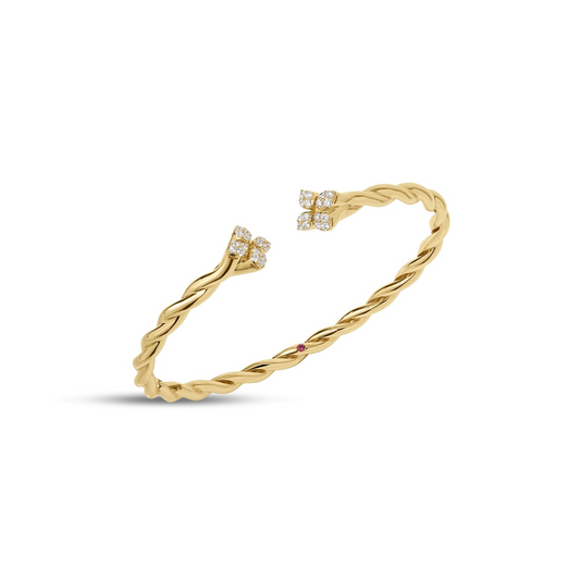 Roberto Coin 18K Yellow Gold Love In Verona Twist Diamond Bangle