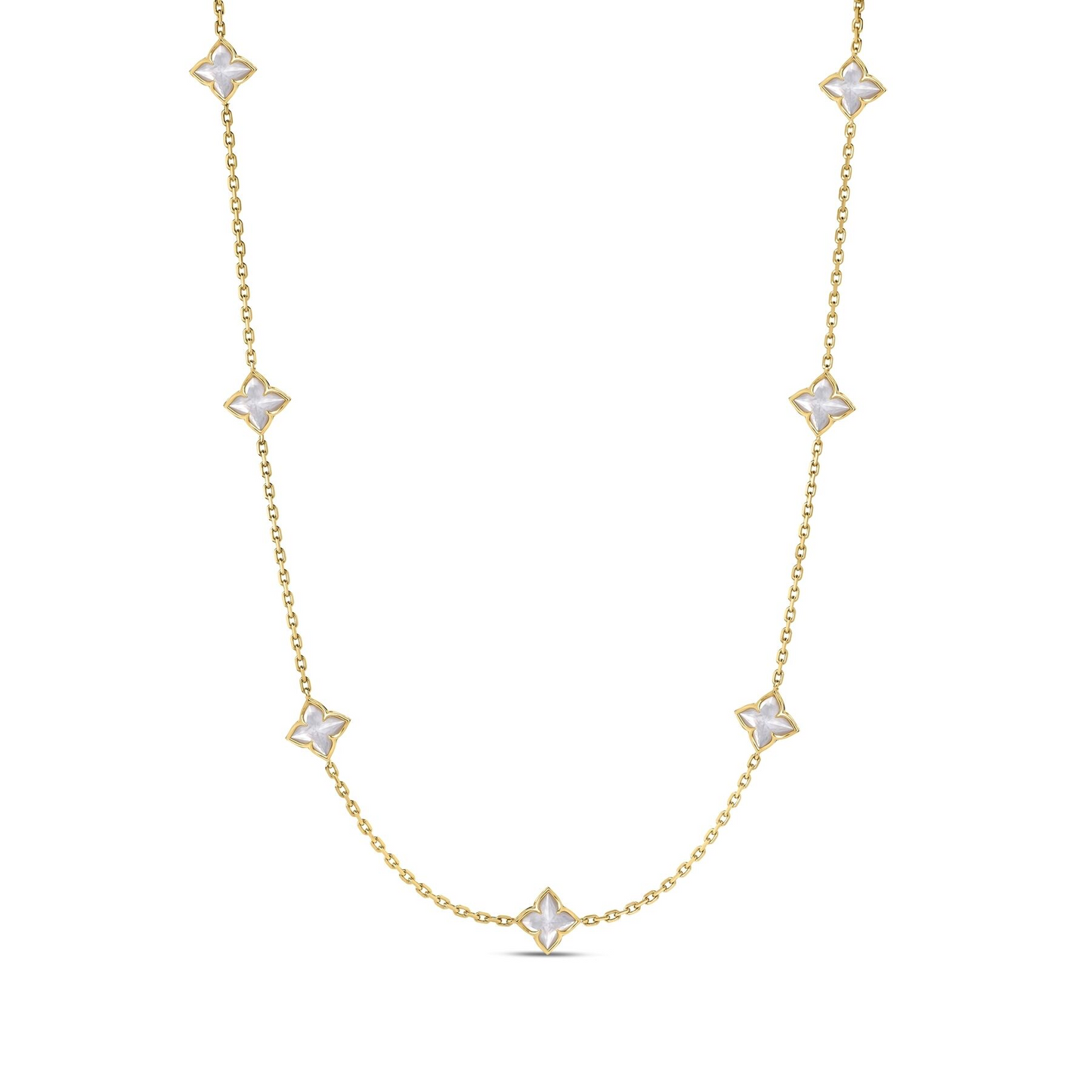 Roberto Coin 18K Yellow Gold Venetian Princess Carnival Mother Of Pearl Flower Station Necklace
