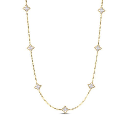 Roberto Coin 18K Yellow Gold Venetian Princess Carnival Mother Of Pearl Flower Station Necklace
