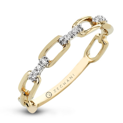 Zeghani 14K Yellow Gold Chain Link Diamond Band