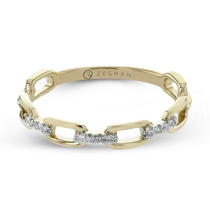 Zeghani 14K Yellow Gold Chain Link Diamond Band