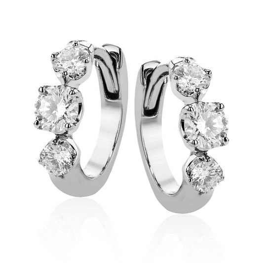 Zeghani 14K White Gold Diamond Hoop Earrings