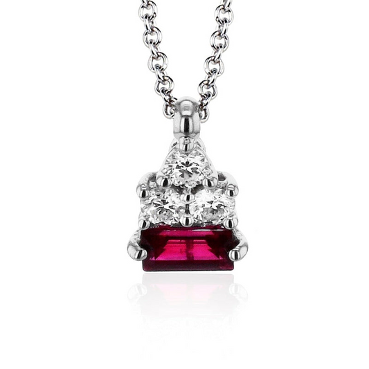 Zeghani 14K White Gold Ruby And Diamond Pendant