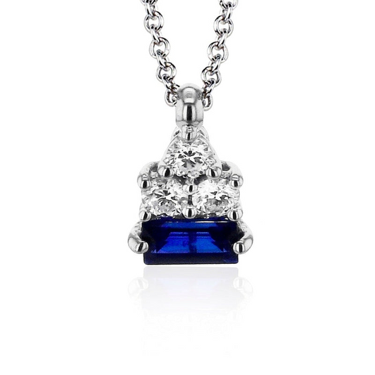 Zeghani 14K White Gold Blue Sapphire And Diamond Pendant