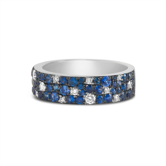 14K Whtie Gold Sapphire And Diamond Ring