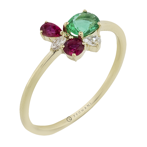 Zeghani 14K Yellow Gold Multi-Stone Band