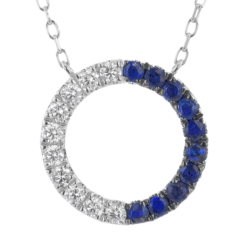 Zeghani 14K White Gold Blue Sapphire & Diamond Circle Pendant